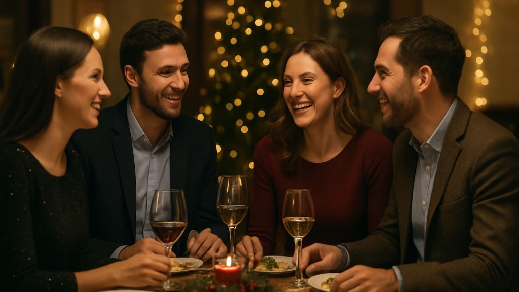 Gruppo di adulti in contesto sociale per Capodanno